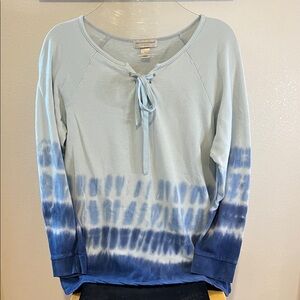 Christopher & Banks Blue Tie-Dye Long Sleeve Top